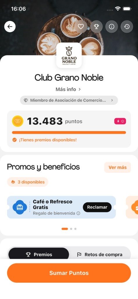 Club del comercio con puntos, promos y premios disponibles