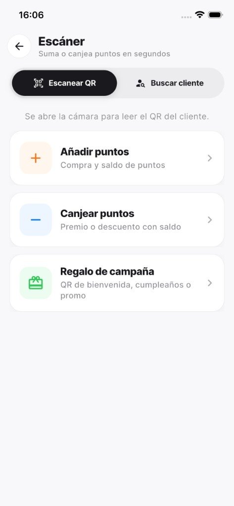 Escáner de MyLealy para sumar puntos, canjear o dar un regalo